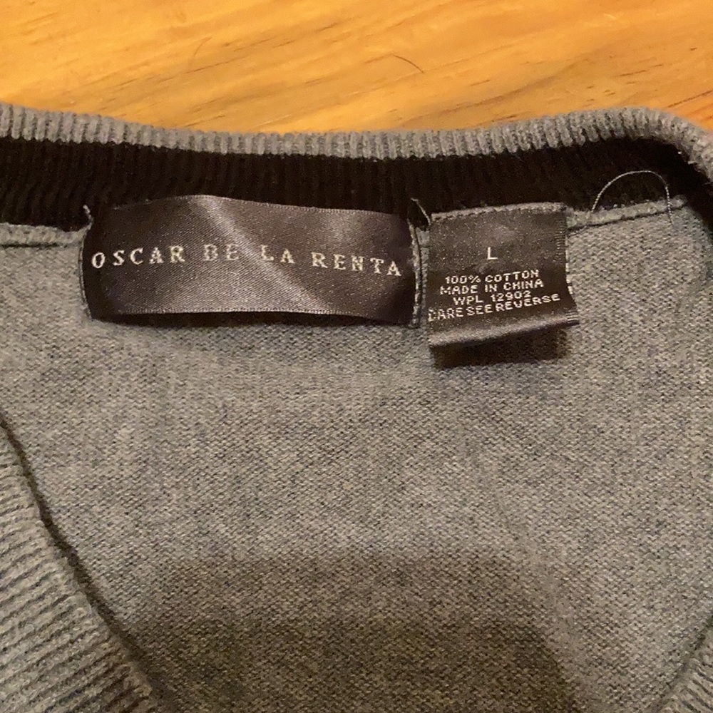 Oscar de la Renta gray vest with diamond pattern sz L - Picture 2 of 6